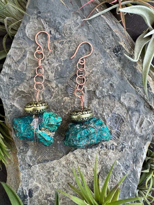 Blue Pyrite ear hangers