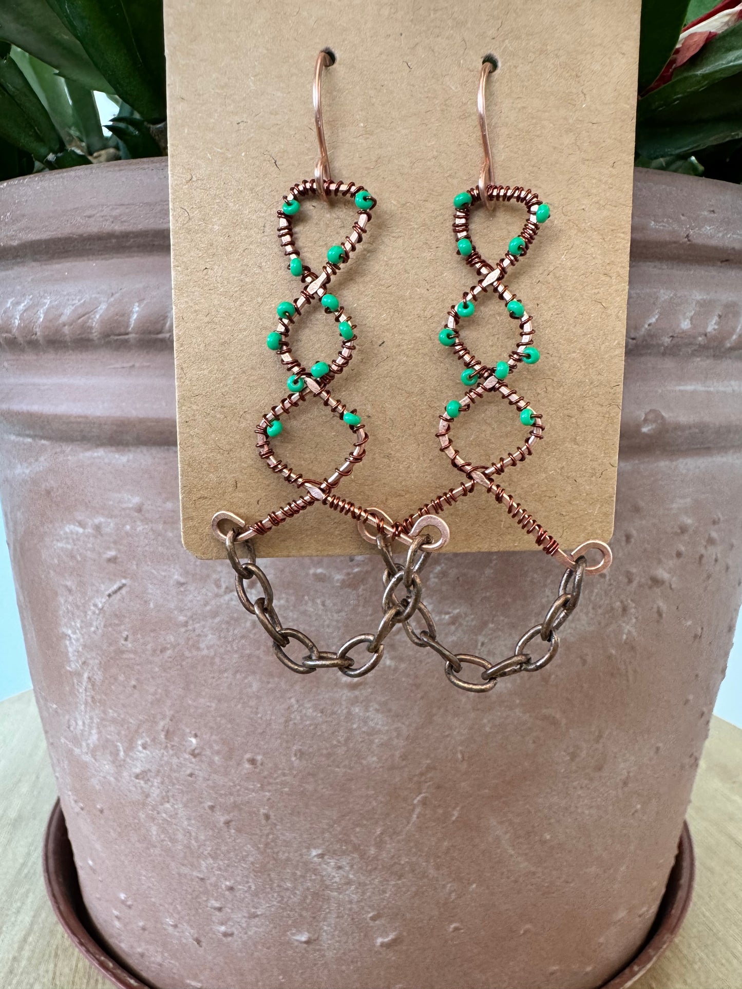 Copper zigzag earrings