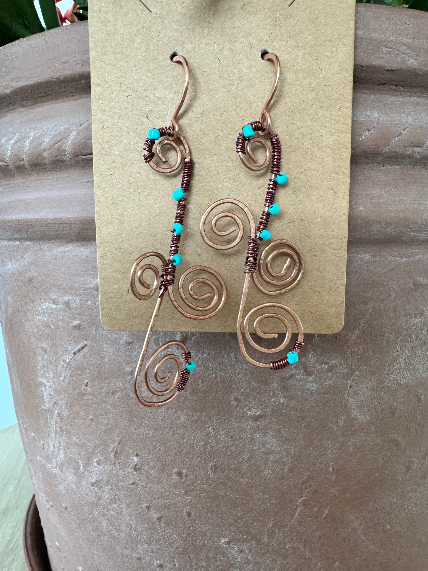 Copper spiral earrings